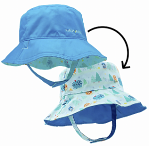 Chapéu Bucket Dupla Face com Proteção UV Camping (Size L : 54Cm 2-6 Years) Azul