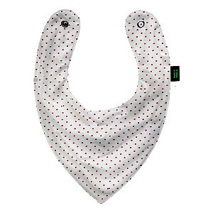 Babador bandana Branco Com Poa Vermelho