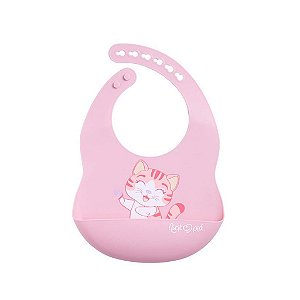 Babador De Silicone Petit Piá com Pega Migalhas Lia Rosa