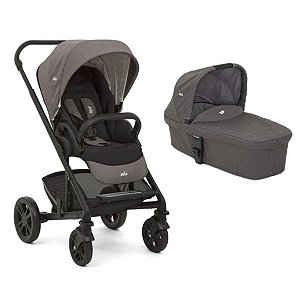 Carrinho De Bebê + Moisés Joie Chrome Preto Foggy
