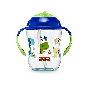 Copo De Treinamento Infantil Com Canudo Fisher-Price Azul Blueberry