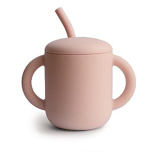 Copo Infantil Mushie Com Alças e Canudo Blush - BR
