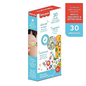 Curativo Infantil Fisher Price (3 Estampas e 3 Tamanhos) - 30 Unidades