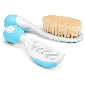 Escova e Pente Com Cerdas Naturais Chicco Azul