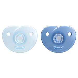 Kit de Chupetas Avent Soothie 2 Peças Coração Azul/Azul Claro 0-3M - BR