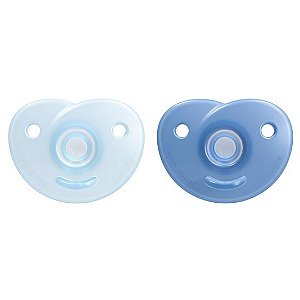 Kit de Chupetas Avent Soothie 2 Peças Coração Azul/Verde 3-18M