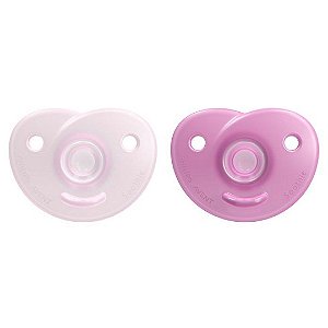Kit de Chupetas Avent Soothie 2 Peças Coração Rosa/Roxa 0-3M