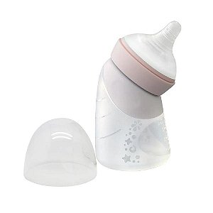 Mamadeira Angulada em Silicone Marcus & Marcus 120ML Rosa
