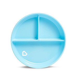 Prato Infantil Com Divisórias e Ventosa Munchkin Azul 6M+