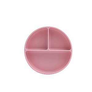 Prato Infantil de Silicone Com Divisória e Ventosa Petit Piá Rosa