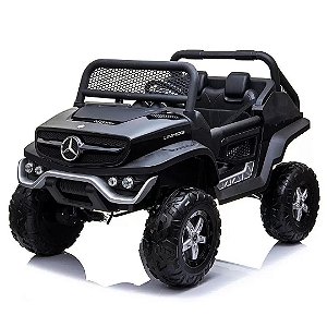 Quadriciclo Elétrico Infantil UTV Mercedes Benz Unimog 12V Preto