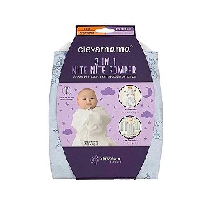 Saco de dormir Cueiro e Macacão Nite Nite Romper 3 em 1 Azul - Clevamama