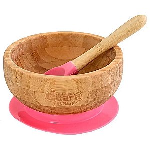 Tigela de Bambu com Ventosa Turminha Guará Rosa