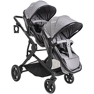 Carrinho De Bebê Para Gêmeos Kiddo Pair Melange Cinza