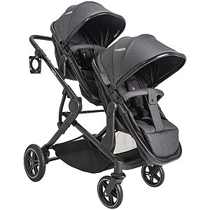 Carrinho De Bebê Para Gêmeos Kiddo Pair Melange Grafite