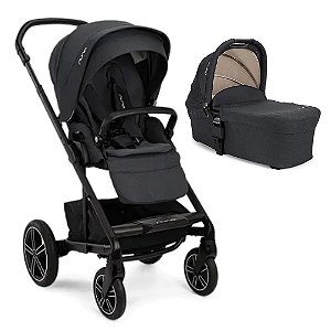 Combo Carrinho De Bebê + Moisés Nuna Mixx Next Chumbo Mescla Ocean