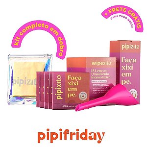 KIT COMPLETO EM DOBRO: 2 Pipizito Reutilizável + 30 Pipizitos Descartáveis + 30 Wipezitos + 2 Porta Pipizito