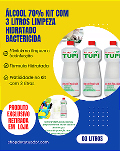 Kit Com 3 Litros Álcool Líquido 70° INPM TUPI (exclusivo retirada em loja)