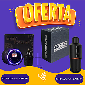 kit | Maquina Pen Bronc V9 + Fonte Portátil De Tatuagem Mate 1 Black PowerBolt