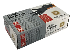 Luva Nitrílica para Procedimento Não Cirúrgicos Sem Pó Preta "M" Descarpack - caixa c. 100 Unidades