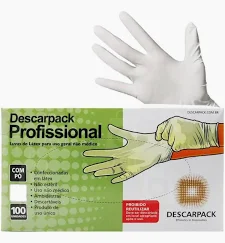 Luva "M" - Latex Natural Com Pó - Caixa com 100 unidades