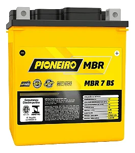 Bateria 7 Ah Ampéres Pioneiro MBR 7 BS 12v Xtz 250 Lander Tornado Twister Fazer 250