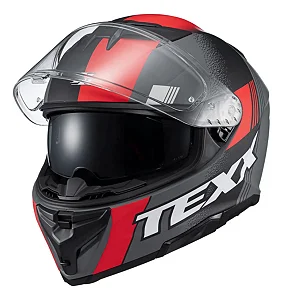 Capacete Texx Kaiman Track Vermelho Cinza Fosco C/ Óculos