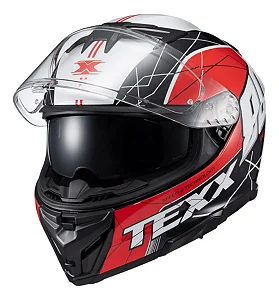 Capacete Texx Kaiman C/ Óculos Vector Preto Vermelho Branco