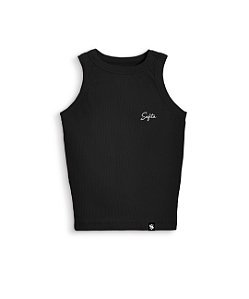 Regata Canelada Preta Feminina