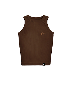 Regata Canelada Marrom Feminina