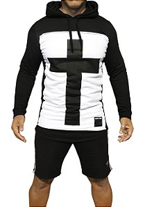 Casaco de moletom com Capuz Estampa Crucifixo