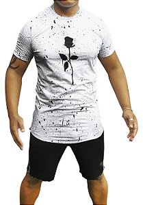 Camiseta rosa Chapiscada Branca