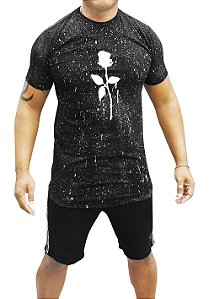 Camiseta Rosa Chapiscada Preta