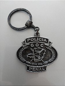 Chaveiro GOC em Metal Prata Velha Polícia Penal-MG