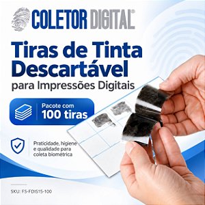 Tiras de tinta descartaveis para impressoes digitais com 12.7cmx2.54cm pacote com 100 tiras SKU: FS-FDIS15