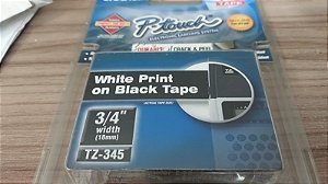 Brother TZE345 18mm X 8m Gloss White On Black Tape Cassette TZ345