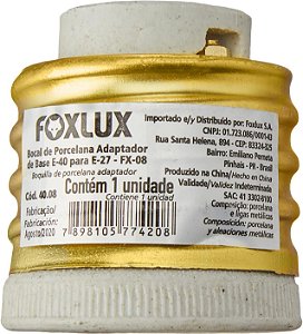 Foxlux Adaptador Porcelana E-40 P/E-27 Fx 08, Colorido