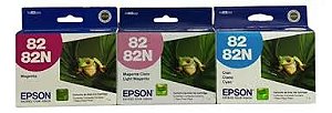 Kit 3 Cartuchos Epson Originais T0822 - T0823 - T0826 Cyan / Magenta / Magenta Light Sem Caixa