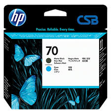 Cabeça de impressão HP 70 Matte Black e Cyan DesignJet, C9404A