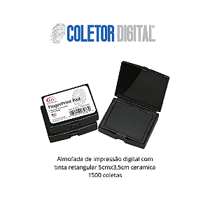 Almofada de impressão digital com tinta retangular 5cmx3,5cm ceramica 1500 coletas