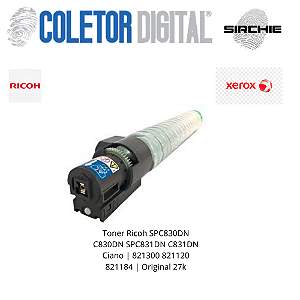 Toner Ricoh SPC830DN C830DN SPC831DN C831DN Ciano | 821300 821120 821184 | Original 27k