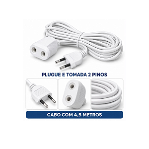 Extensão Elétrica Branca 4,5m Cabo com Tomada