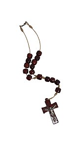 Dezena Madeira 6 mm, fecho e cruz com Cristo