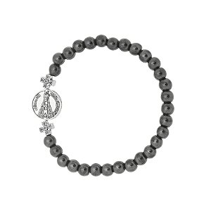 Pulseira N.S Aparecida Hematita, Elástico