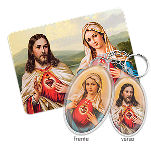 Chaveiro Sagrado Coração de Jesus e Imaculado Coração de Maria