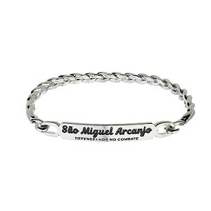 Bracelete Trançado de São Miguel Arcanjo em Metal - Prata