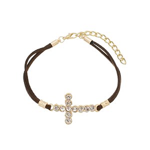 Pulseira Crucifixo - marrom escuro