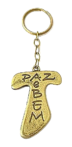 Chaveiro Tau metal dourado