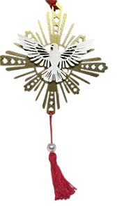 Adorno Divino Espirito Santo, dourado com branco