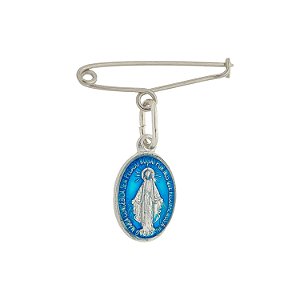 Broche Resinado de Nossa Senhora das Graças - Azul Claro